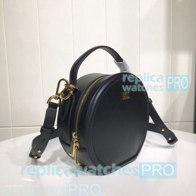 Newest Copy Michael Kors Delaney Round Style Black Genuine Leather Bag